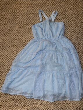 Grace Karin Light Blue Dot Tiered Sundress for Girls